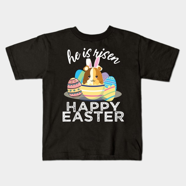 Cute Guinea Pig Hamster Bunny Ears Easter Egg Hunt Risen Kids T-Shirt by alltheprints